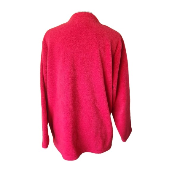 Bonnie Evans Women's Fleece Jacket Gingerbread Embroidered Size M Red Relaxed - Picture 4 of 8